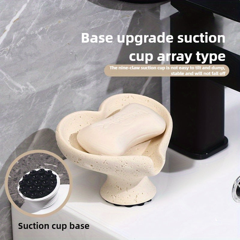 Unique Valentine's Gift Heart Soap Dish, Resin, Holiday Gifting, Bathroom Decor - Heart-Shaped Solid Resin Soap Dish, Unique Design, Trendy & Elegant, Ideal Valentine's Gifts for Lovers\u002FFriends, Fits Bathrooms, Elevate Bathroom Style