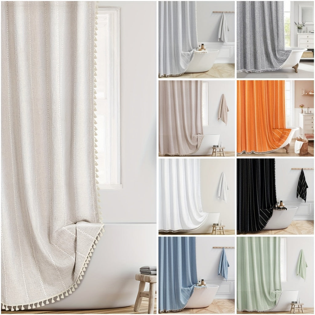 1pc Polyester Striped Shower Curtain, 72\