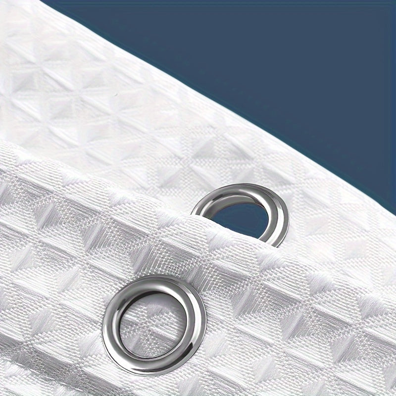 1pc of Thickened Khaki Jacquard Waffle Shower Curtain Made of Polyester Fabric, Suitable for Bathroom Use, Includes Matching Hooks