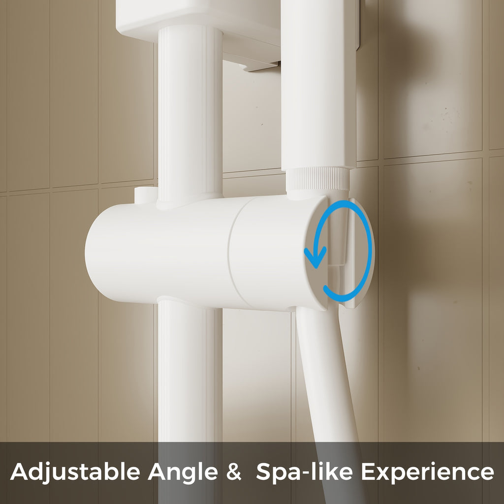 Shower Head White, 4-In-1 Shower System, with Water Fall Tub Spout, Spray Gun, Shower Head And Hand Shower, Shower Head with Easy-clean Silicone Nozzles