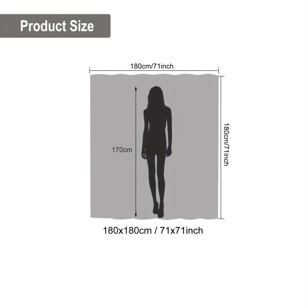 1pc Imitation Linen Shower Curtain, Thick Fabric Bath Curtains, Partition for Bathroom Bathtub, Modern Bathing Cover with Hooks, 71x71inch