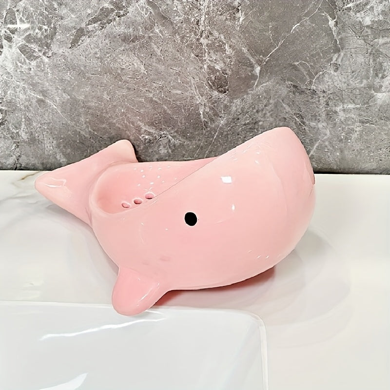 Whale Ceramic Soap Storage Rack, Cute Design, Can Store Various Soaps. Available in Three Color Options, Suitable Home Bathrooms, Toilets, and Kitchens, It Is a Decorative Daily Household Item