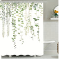 Nordic Shower Polyester Nordic Shower Curtain | Small Fresh Green Leaf Digital Printing | Bathroom Decoration Curtain 1pc