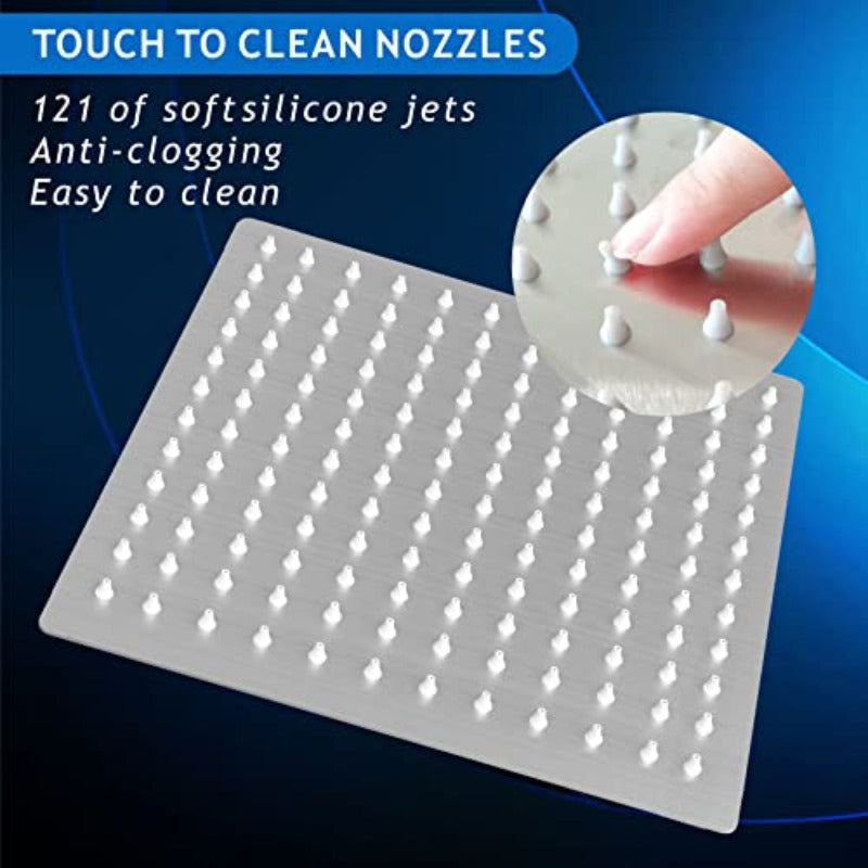 0'' Rain Shower Head with 5'' Shower Arm Stainl Steel High Prure Rainf Shower Head Comfortable Shower Experience Even at Low Water Flow Square Brushed Nickel